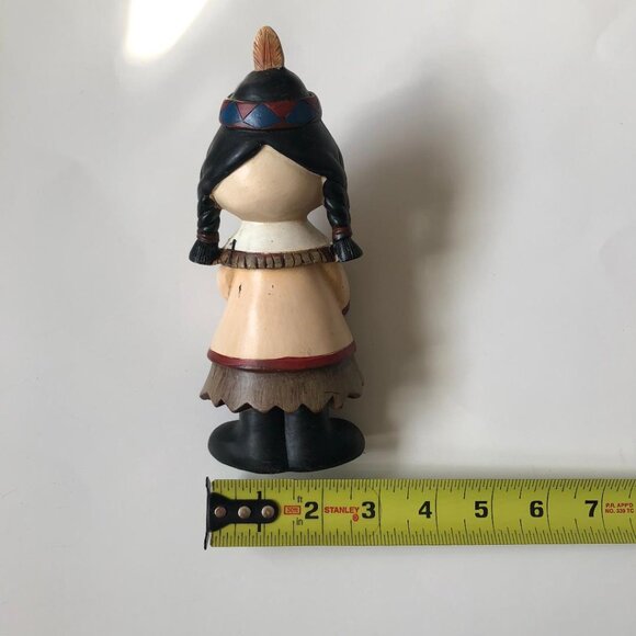 Adorable, Rustic, Resin Native American figure w/harvest basket, appx 7.25"Hx3"W - Picture 4 of 5